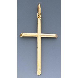 10k Gold Hollow Tube Cross Pendant 28mm W X 44mm H.