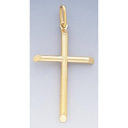 10k Gold Hollow Tube Cross Pendant 24mm W X 36mm H.