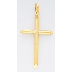 10k Gold Hollow Tube Cross Pendant 18mm W X 28mm H